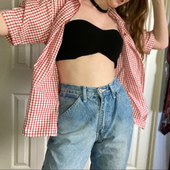 vintage res and white gingham button up - Picture 2 of 4